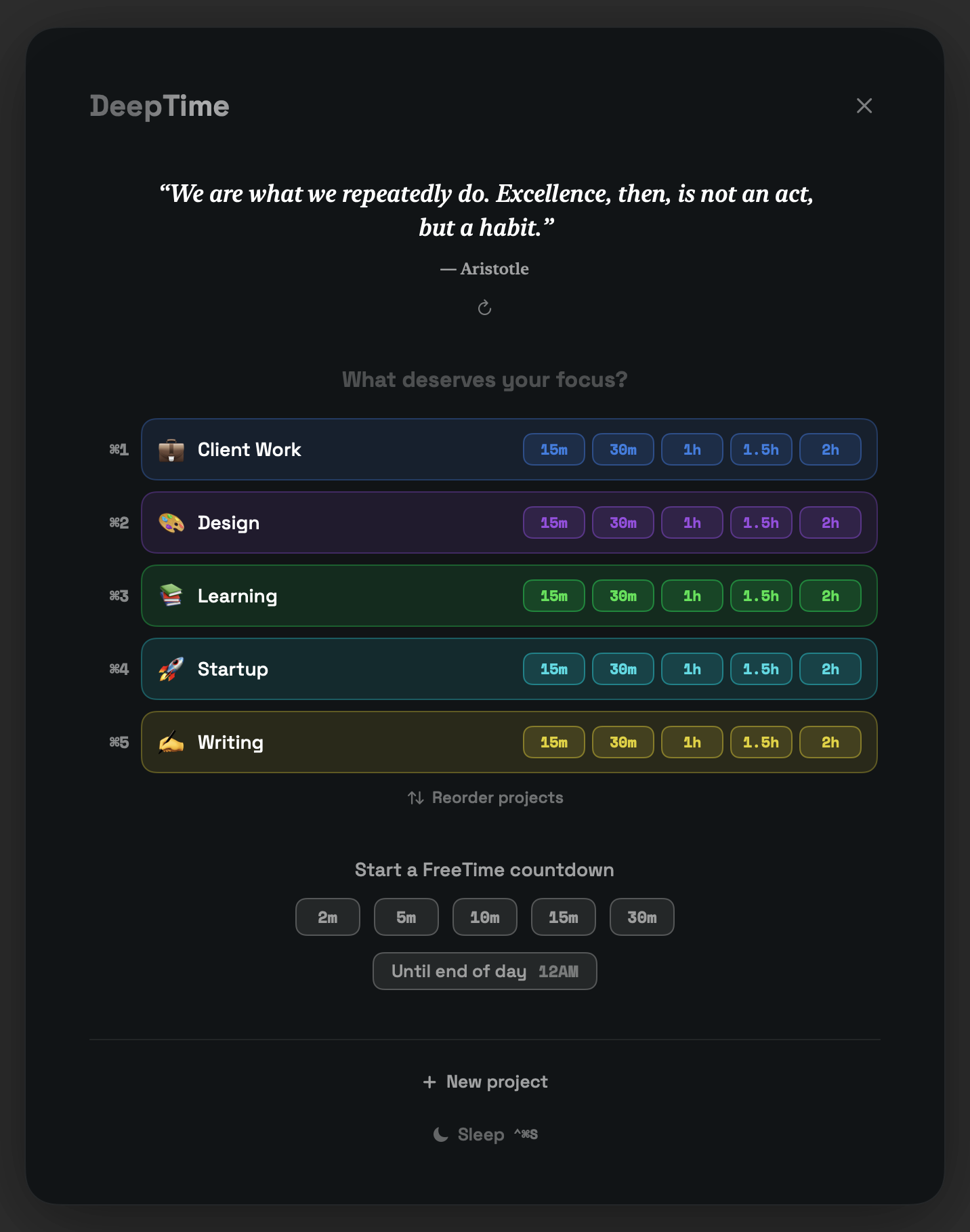 The DeepTime focus picker: what deserves your focus?